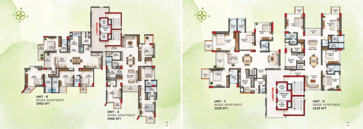 Floor plan — Units A–D