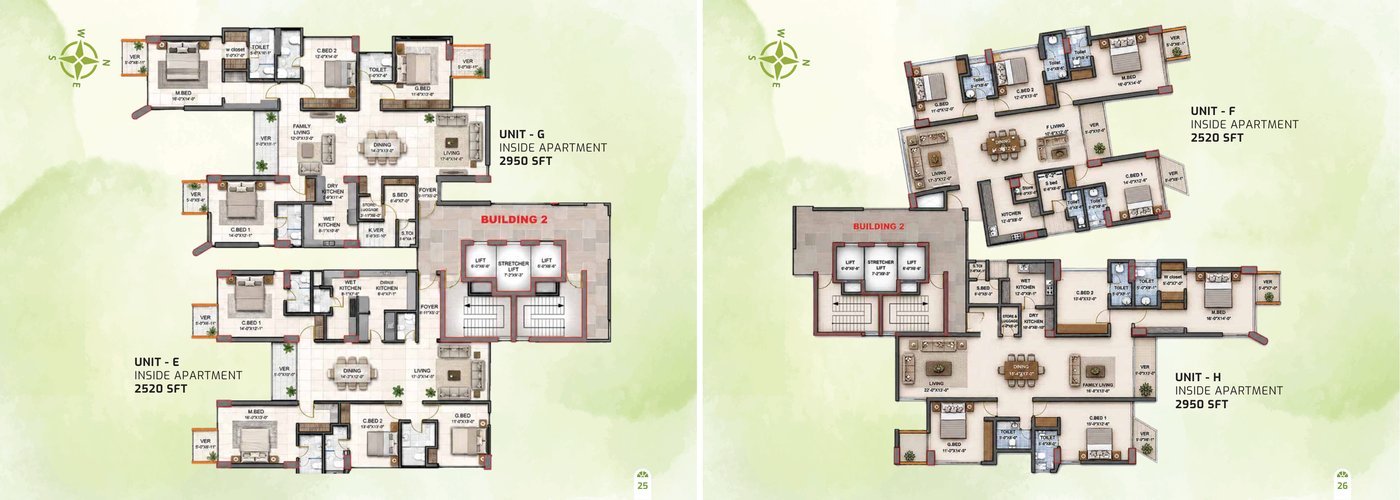Floor plan — Units E–H